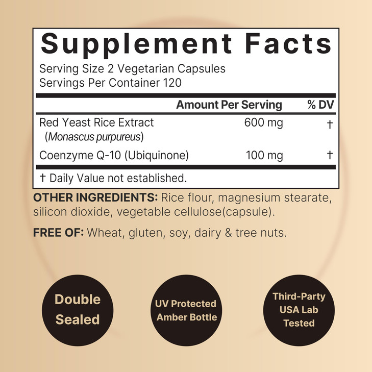 NatureBell Red Yeast Rice with CoQ10-240 Vegetarian Capsules - for Heart Health, Energy Support, Brain Wellness & Antioxidant Support*