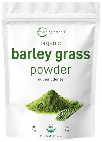 Organic Barley Grass Powder, 16 Ounces | US Grown | Rich in Vitamins, Minerals, Fibers, & Antioxidants | Superfood Greens Mix for Immune Health and D