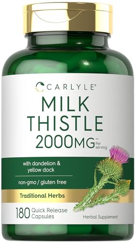 Carlyle Milk Thistle | 180 Capsules | with Dandelion & Yellow Dock | Non-GMO, Gluten Free