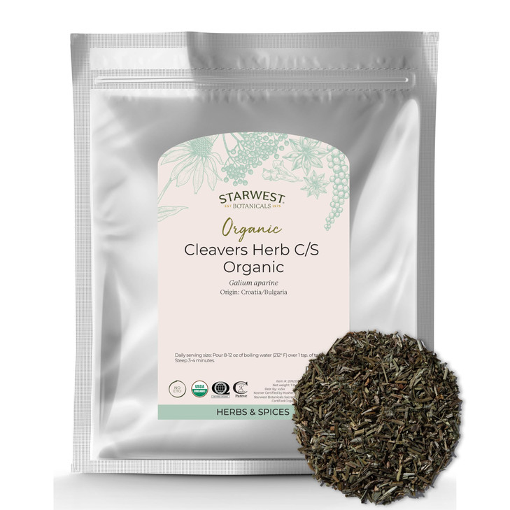 Starwest Botanicals Cleavers Herb Organic - Dried Loose Leaf Herb for Tea, Tinctures, & Herbal Blends, Natural Wellness Support for Women & Men, Cut