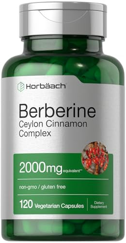 Horbäach Berberine with Ceylon Cinnamon | 120 Veggie Capsules | Vegetarian, Non-GMO & Gluten Free Supplement | Berberine Complex