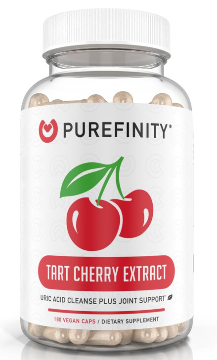 PUREFINITY Tart Cherry Capsules  Uric Acid Flush & Cleanse to Support Joint & Muscle Comfort with 3000 mg Raw Extract, Non-GMO, Gluten Free, Vegan 