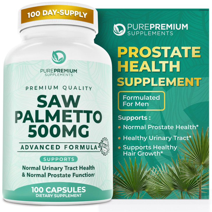 PurePremium Saw Palmetto 500 mg for Men/Women  Maximum Strength Saw Palmetto Extract | Powder Capsules Supplement - Support Normal Urinary Tract, Pr
