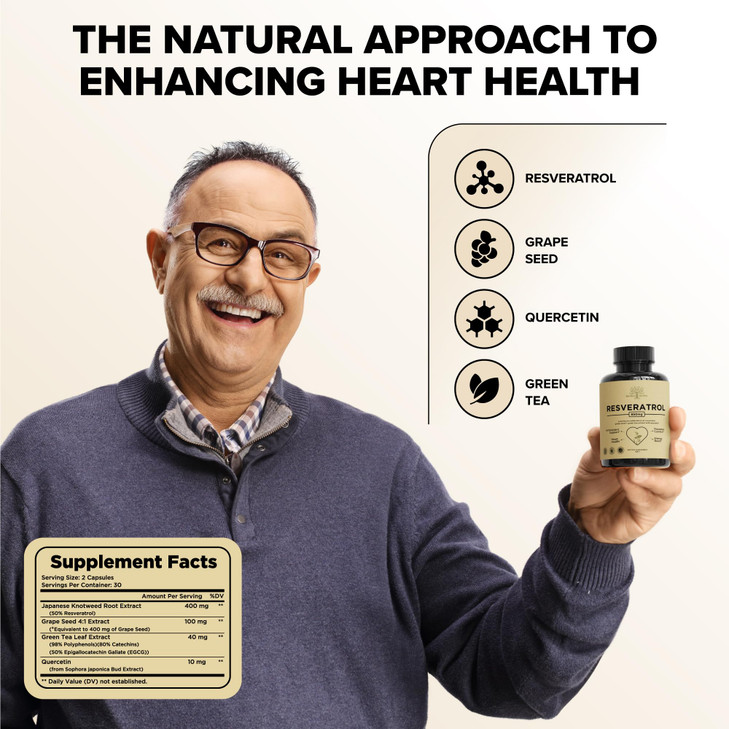Garden of Herbz Resveratrol Supplement with Quercetin & Grape Seed  850mg Herbal Blend, High Potency Polyphenols & Antioxidants for General Wellness