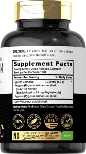 Carlyle Pygeum Supplement | 240 Capsules | Non-GMO, Gluten Free | Africanum Bark Extract Supplement