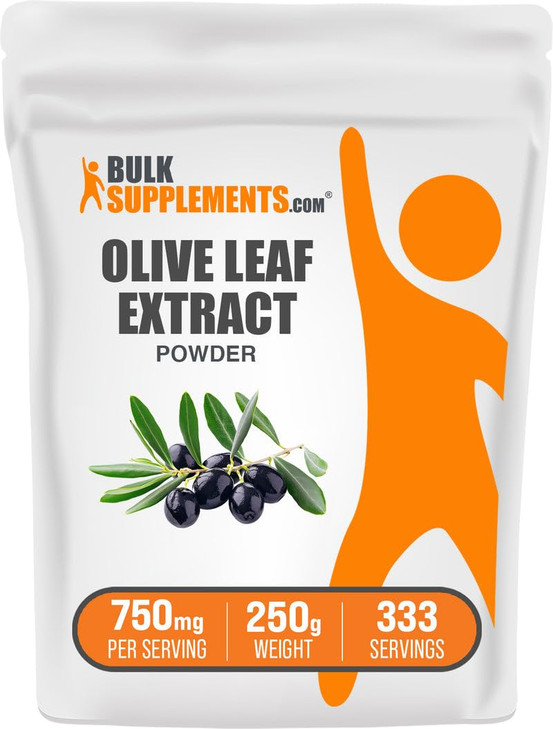 BulkSupplements.com Olive Leaf Extract Powder - Herbal Supplement, Antioxidant Source, Olive Leaf Powder - Gluten Free, 750mg per Serving, 250g (8.8