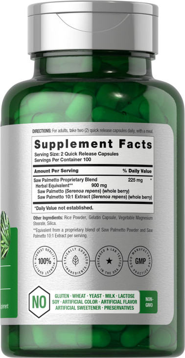 Horbäach Saw Palmetto Extract | 200 Capsules | Non-GMO and Gluten Free Formula | Traditional Herb Supplement | from Saw Palmetto Berries