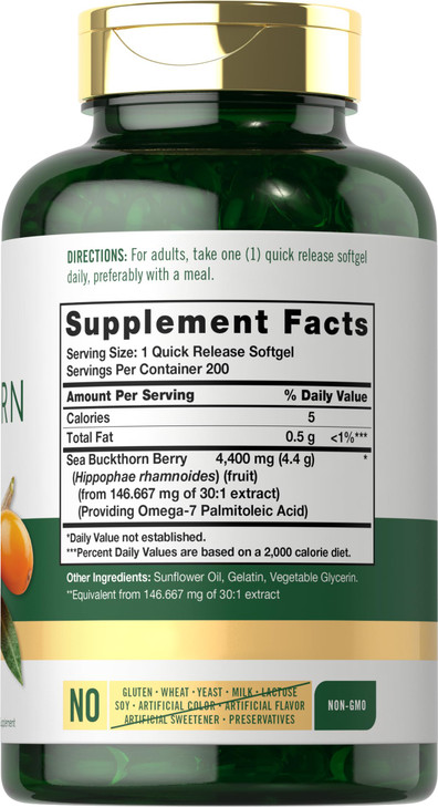 Carlyle Sea Buckthorn Oil Capsules | 200 Softgels | Non-GMO, Gluten Free | Sea Buckthorn Berry Oil Supplement