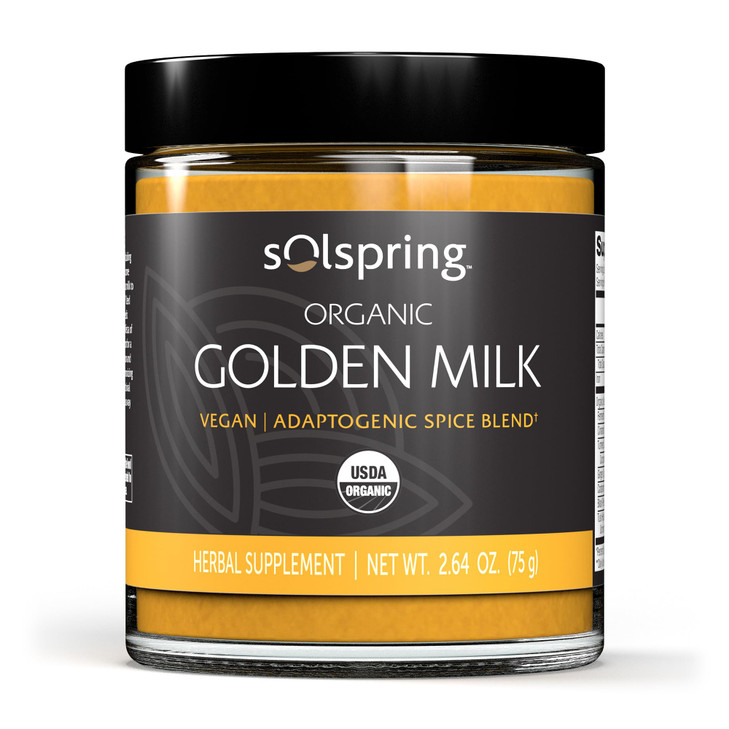 Dr. Mercola Solspring Golden Milk - Adaptogenic Support - Organic Turmeric Ginger Blend - Coconut Milk Base - Vegan Friendly - USDA Organic - 30 Serv