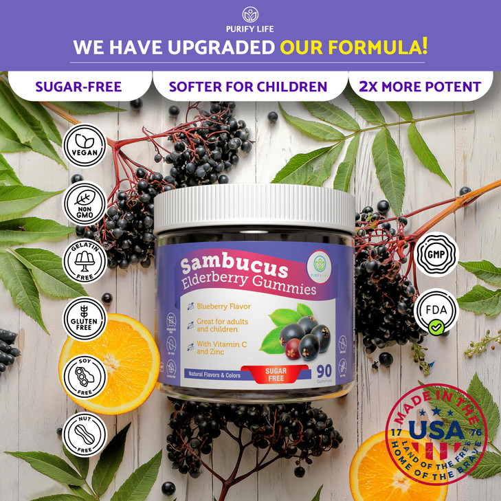 Sugar-Free Elderberry Gummies with Vitamin C & Zinc for Adults and Kids, Immune Support Supplement for Respiratory Health, Sambucus Elderberry Antiox