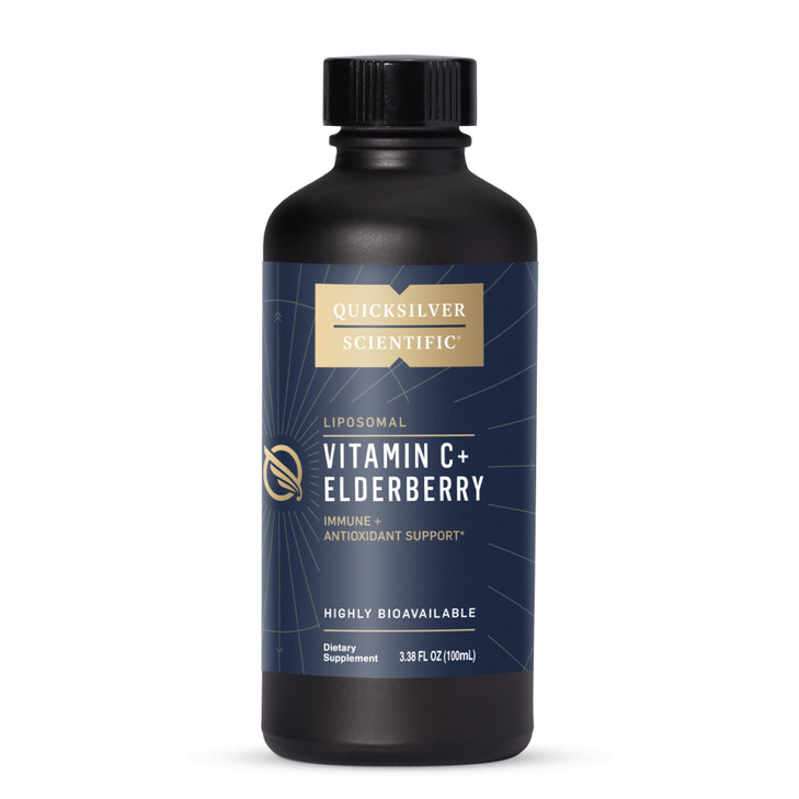 Quicksilver Scientific Liposomal Vitamin C + Elderberry - 1000mg with Superior Absorption Technology & Tocotrienols - Antioxidant & Immune Support To