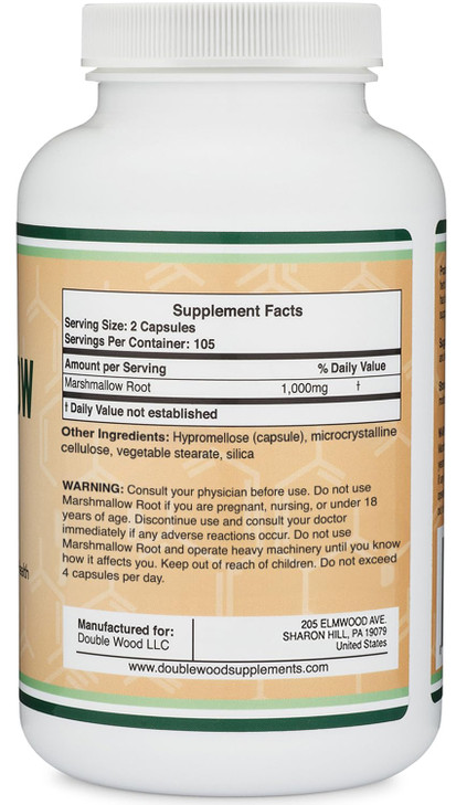 Marshmallow Root Capsules (210 Count, 1,000mg per Serving) High in Mucilage to Support Respiratory, Skin and Gut Repair (Vegan Safe, Gluten Free) by