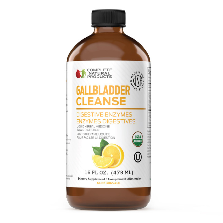 Complete Natural Products Gallbladder Support Liquid 16oz Supplement - Apple Cider Vinegar Formula with Turmeric Beet Milk Thistle Enzymes, Digestive