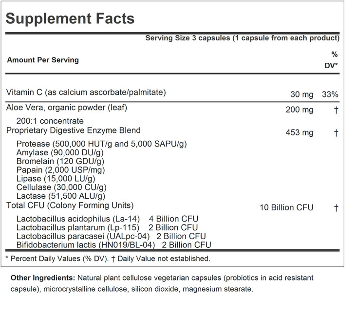 ANDREW LESSMAN Complete Digestion Kit  90 Capsules  3-Product Bundle: 30 Capsules Each of Digest Assure, Aloe Vera-200 and Friendly Flora Probiotic