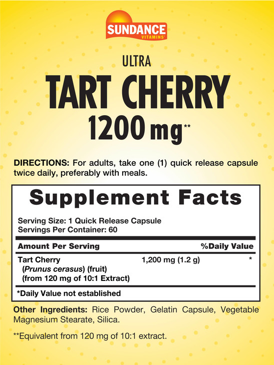 Sundance Tart Cherry Capsules | 60 Count | Traditional Herb | Non-GMO and Gluten Free Supplement