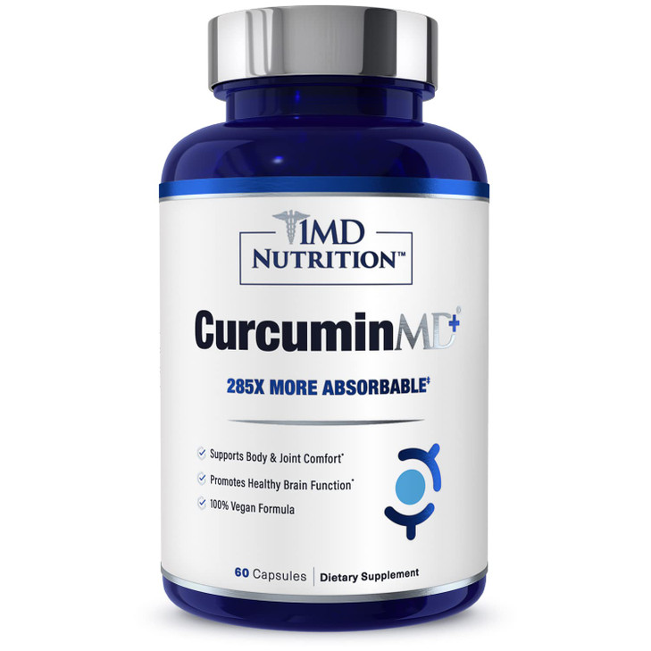 1MD Nutrition CurcuminMD Plus - Turmeric Curcumin with Boswellia Serrata - 285x More Absorbable | Joint Stiffness, Muscle Recovery, and Mood Support
