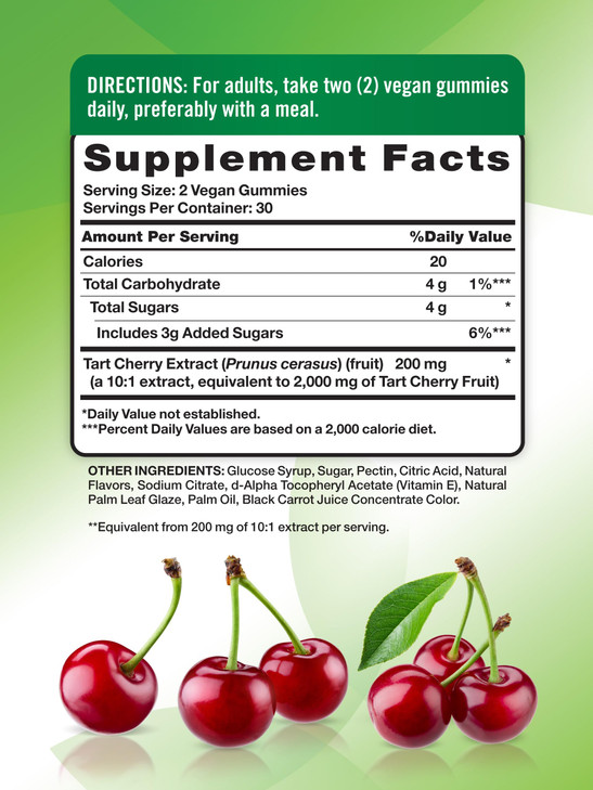 Nature's Truth Tart Cherry Gummies | 60 Count | Vegan, Non-GMO & Gluten Free Supplement | Cherry Flavor