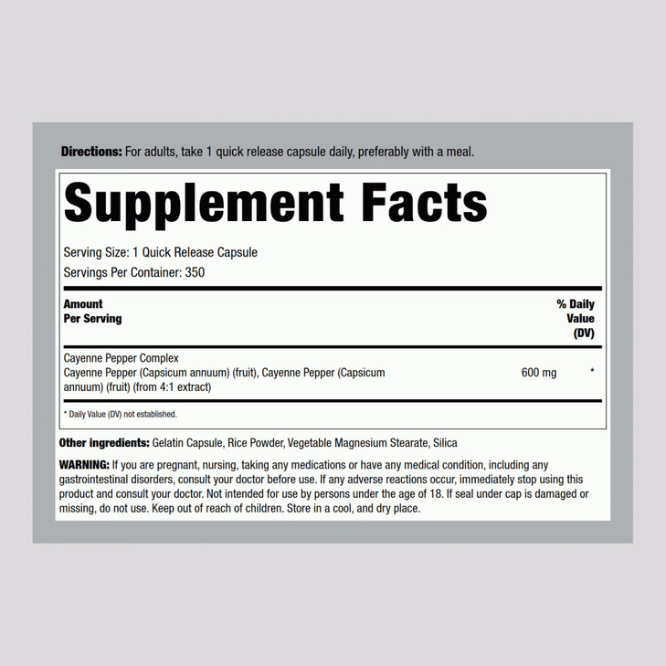 Piping Rock Cayenne Pepper Capsules | 350 Count | Concentrated Extract Supplement | Non-GMO, Gluten Free