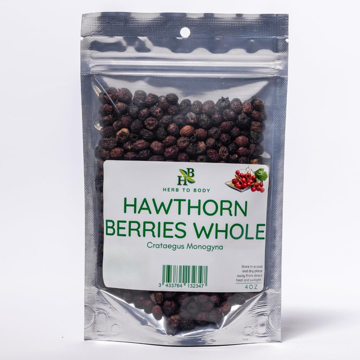 Herb To Body Hawthorn Berries Whole  4oz Wildcrafted Crataegus monogyna, Organic Hawthorn Berry Dried for Herbal Tea and DIY Preparations
