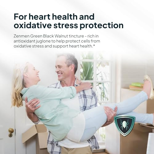 Zenmen Organic Green Black Walnut Hull Tincture - Highly Potent Formula, Source of Antioxidants - 2.37 fl oz / 60ml, Vegan, Manufactured in The USA