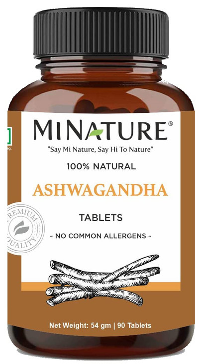 Ashwagandha Tablets- 90 Tablets, 1000 mg by mi Nature | 45 Days Supply |100% Natural Ashwagandha | Vegan | from India