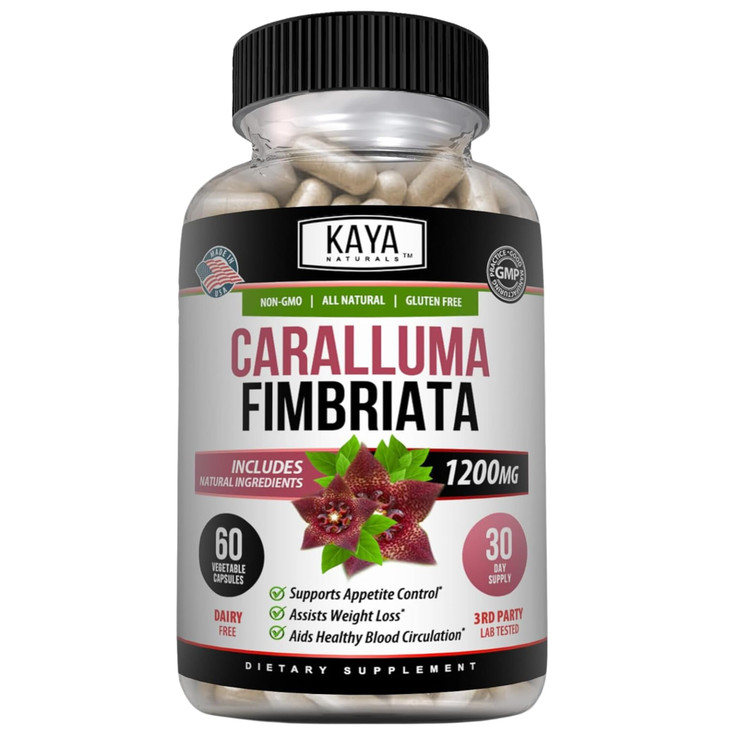Kaya Naturals - Caralluma Fimbriata 1200mg High Potency Supplement | Maximum Strength Natural Endurance Support, Vegetarian Capsules (30 Count)