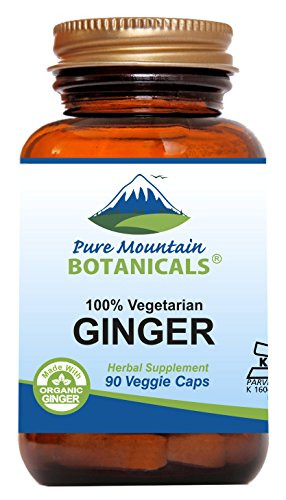 Pure Mountain Botanicals Ginger Capsules - Kosher Vegan with 1000mg Organic Ginger Root Supplement