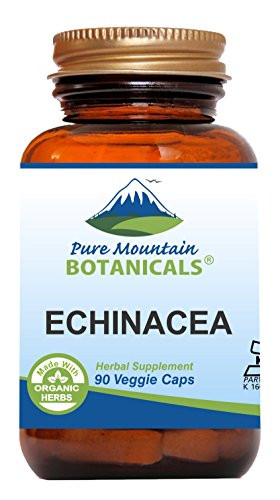 Pure Mountain Botanicals Echinacea Capsules Supplement - Kosher Vegan Caps with 420mg Organic Echinacea Root
