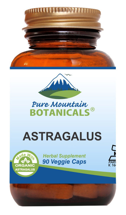 Pure Mountain Botanicals Astragalus Root Capsules - 90 Kosher Vegan Caps with 470mg Organic Astragalus