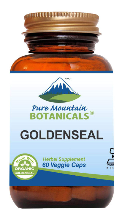 Pure Mountain Botanicals Goldenseal Capsules - Kosher Vegan Caps with 250mg Organic Goldenseal Root Supplement