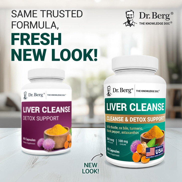 Dr. Berg Liver Cleanse Detox Capsules w/Unique Blend of Milk Thistle, Ox Bile & Folate - Liver Supplement Includes Turmeric, Black Pepper & Choline -