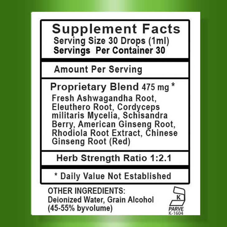 Adrenal Daily Liquid Drops. Supports Wellness & Energy. Supplement with Adaptogenic Herbs Ashwagandha, Eleuthero, Rhodiola & Cordyceps