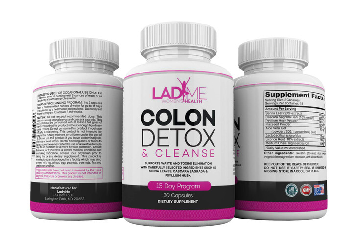 Pure Colon Cleanse & Detox 15 Day Program - Herbal Laxative Constipation Relief with Psyllium Husk, Cascara Sagrada & Senna Leaves - Special Women In