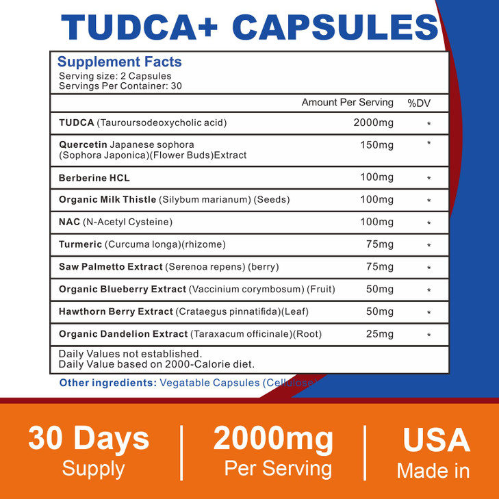 Spliferkou 2000mg Tudca Liver Support Supplement, Tudca Bile Salt with Milk Thistle and Nac,120 Capsules for 60 Days,Support for Liver, Detoxificatio