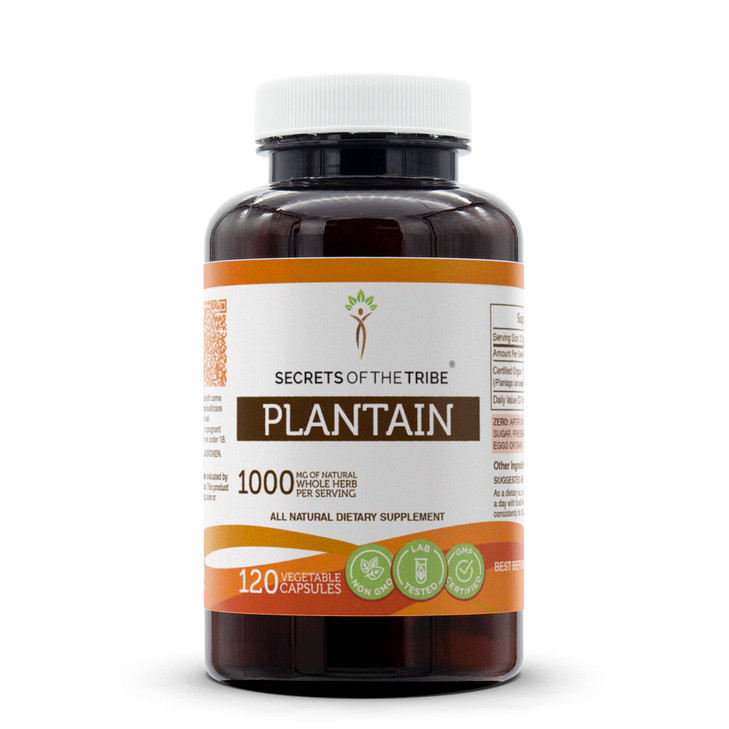 Secrets of the Tribe Plantain 120 Capsules, 1000 mg, Plantain (Plantago Major) Dried Leaf (120 Capsules)