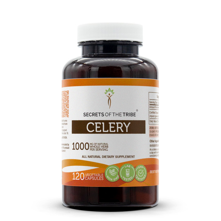 Secrets of the Tribe Celery 120 Capsules, 1000 mg, Celery (Apium graveolens) Dried Fruit and Seed (120 Capsules)
