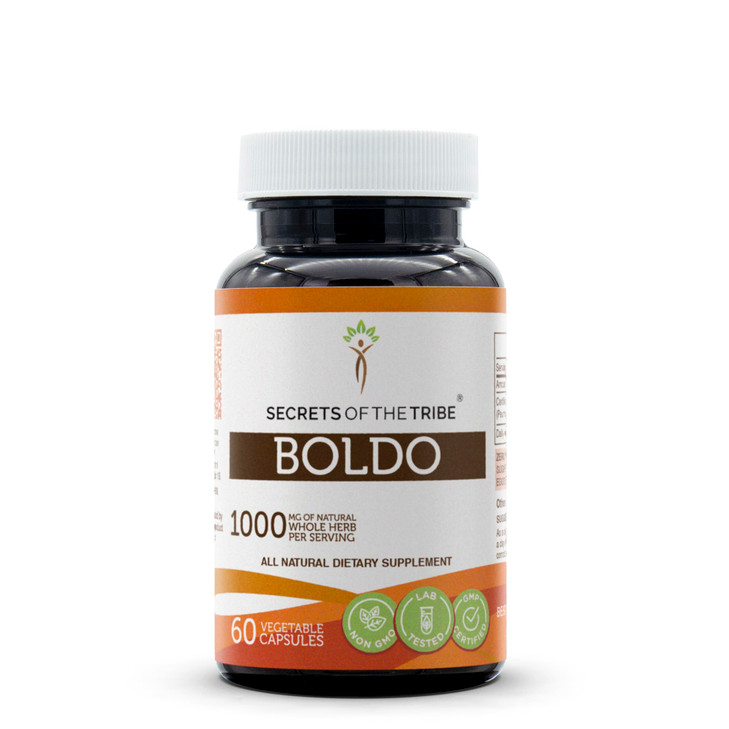 Secrets of the Tribe Boldo 60 Capsules, 1000 mg, Boldo (Peumus boldus) Dried Leaf (60 Capsules)