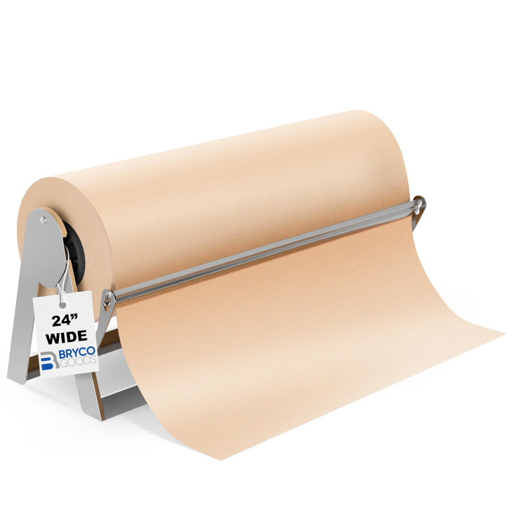 Bryco Goods - 24 Inches All Paper Roll Dispenser and Cutter Made of Heavy-Duty Steel Frame & Sharp Blade. Holds, Dispenses & Cuts. Wall Mountable & N