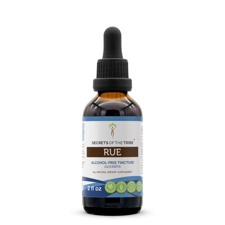 Secrets of the Tribe Rue Alcohol-Free Liquid Extract, Rue (Ruta graveolens) Dried Herb Tincture Supplement (2 FL OZ)