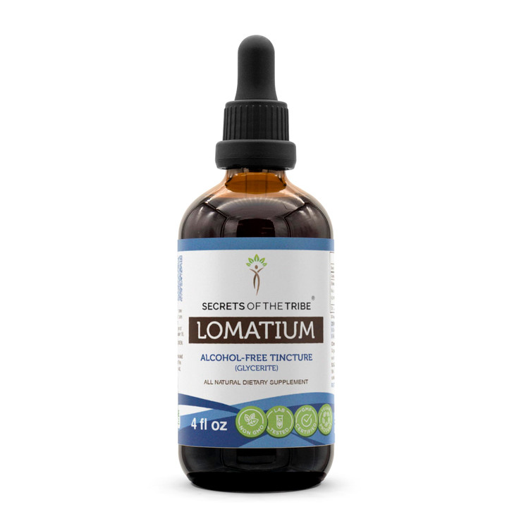 Secrets of the Tribe Lomatium Alcohol-Free Liquid Extract (Lomatium Dissectum) Dried Root Tincture Supplement (4 FL OZ)