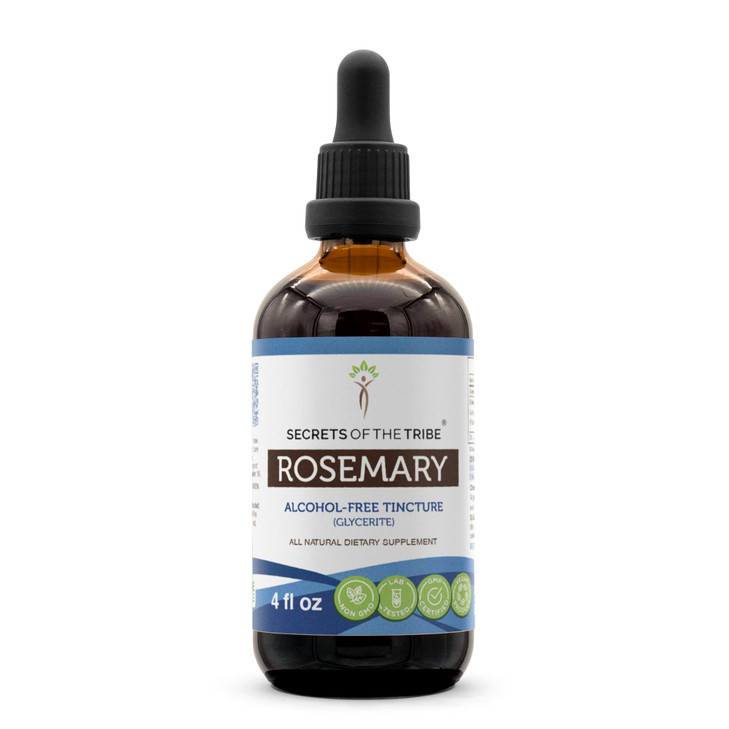 Secrets of the Tribe Rosemary Alcohol-Free Liquid Extract, Rosemary (Rosmarinus Officinalis) Dried Leaf Tincture Supplement (4 FL OZ)