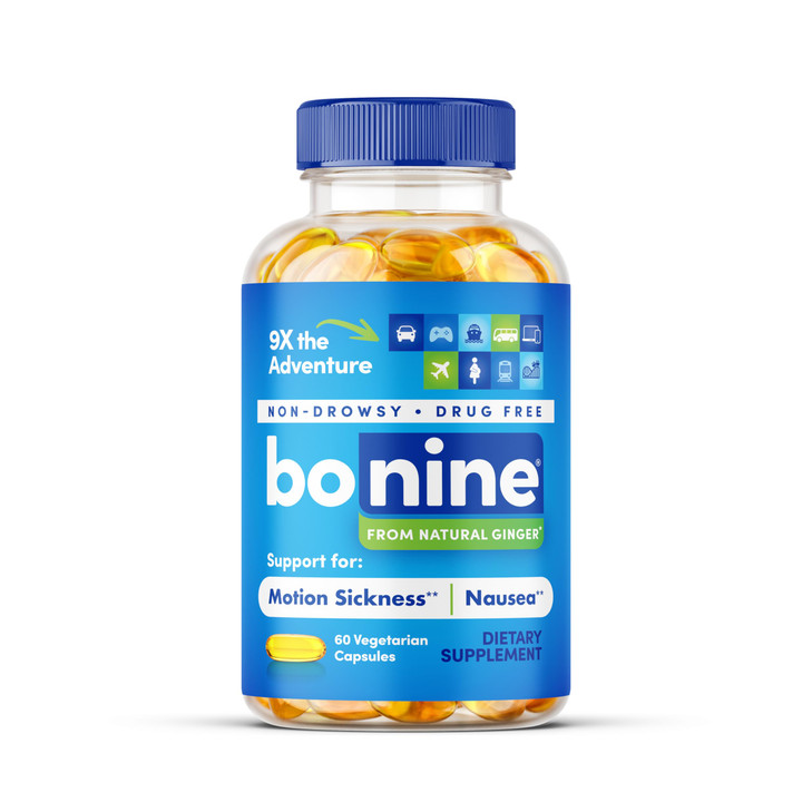 Bonine Ginger Root Extract Liquid Capsules - Non-Drowsy Motion Sickness Relief - 40 mg Ginger Supplement for Morning Sickness & Nausea Relief - Cruis