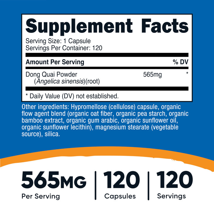 Nutricost Dong Quai 565mg, 120 Capsules - Gluten Free, Non-GMO, Vegetarian Capsules - Angelica Sinensis