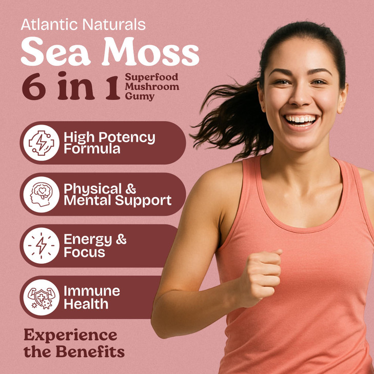 Sea Moss Gummies with Lions Mane Mushroom - Sea Moss Gel Alternative with Irish Moss, Reishi, Cordyceps, Chaga & Turkey Tail Supplement - Focus Gummy