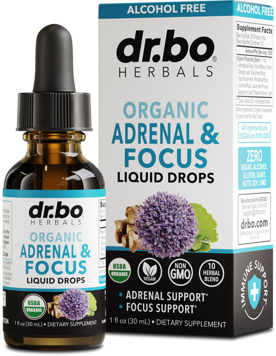 Adrenal Support Supplements Liquid Drops - Organic Adrenal and Focus Supplement, Cortisol Manager Adaptogen Adults, Ginkgo Biloba for Kids Calm - Nat