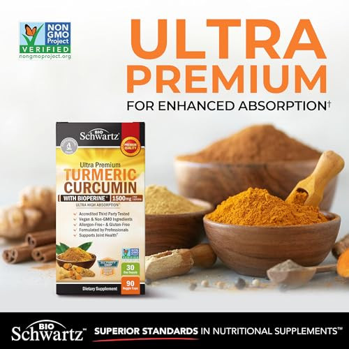 Turmeric Curcumin with Black Pepper Extract 1500mg - High Absorption Ultra Potent Turmeric Supplement with 95% Curcuminoids and BioPerine - Non GMO T