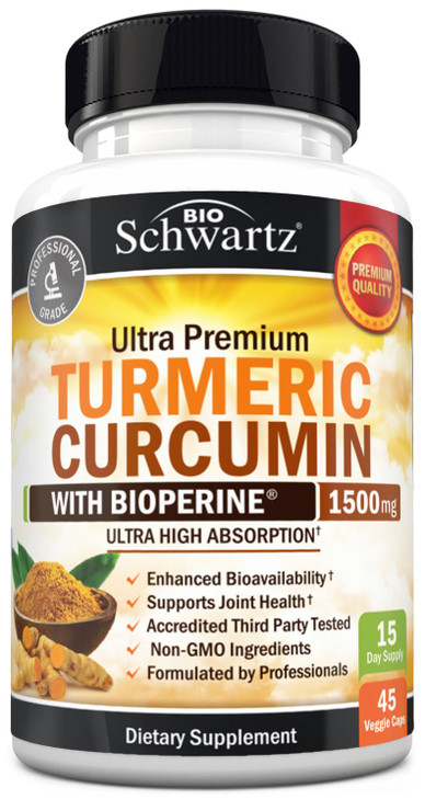 Turmeric Curcumin with Black Pepper Extract 1500mg - High Absorption Ultra Potent Turmeric Supplement with 95% Curcuminoids and BioPerine - Non GMO T