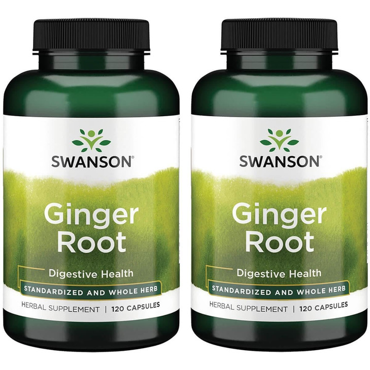 Swanson Ginger Root - Standardized and Whole Herb 120 Caps (2 Pack)