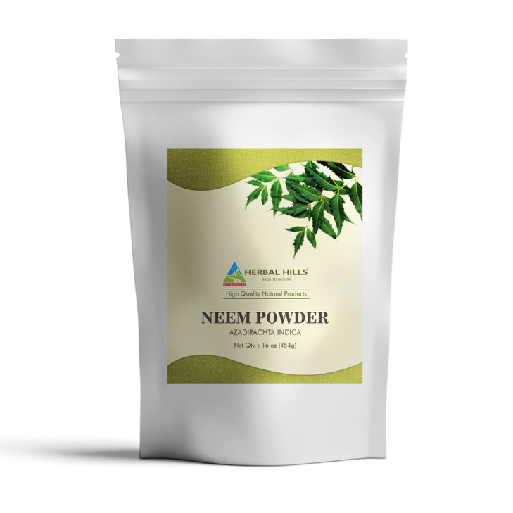 HERBAL HILLS Neem Powder Azadirachta Indica Pure Neem Leaf/Leaves Powder 16 Oz