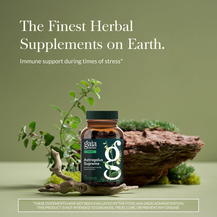 Gaia Herbs Astragalus Supreme - Immune & Antioxidant Support* - Herbal Supplement with Astragalus Root, Schisandra Berry & Ligustrum - 120 Vegan Liqu